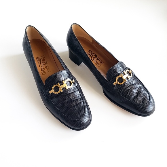 Salvatore Ferragamo Shoes - Salvatore Ferragamo | Leather Block Heels Gold